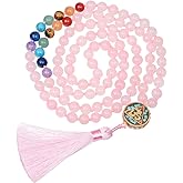 TUMBEELLUWA Hand Knotted 108 Mala Beads Tassel Necklace for Unisex, Prayer Beads Yoga Bracelet for Self-Discovery Meditation