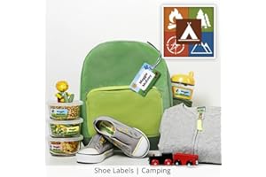 Oliver's Labels Preschool Package, 70 Durable Personalized Name Labels & Tags - Camping Theme