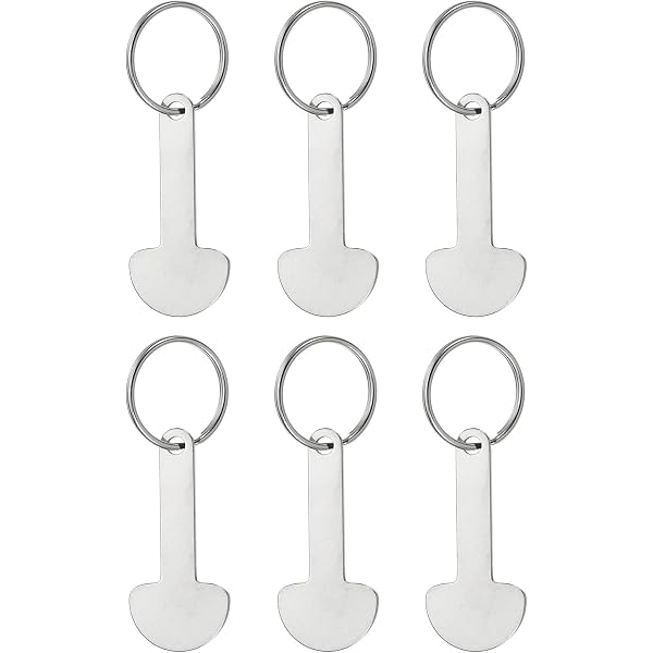 Llaveros de ficha de carrito de acero inoxidable, llavero de soporte de cuarto portátil, llavero