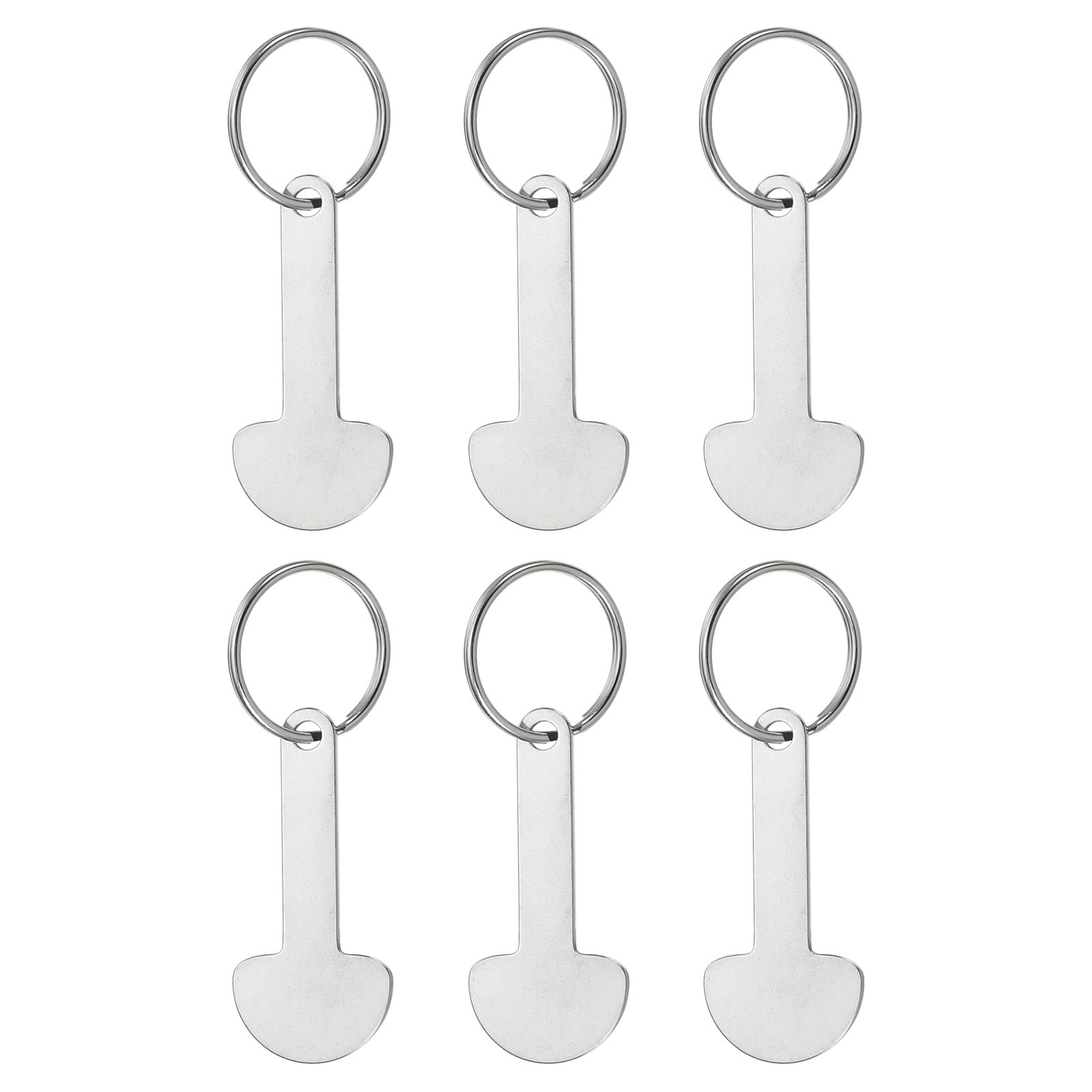PATIKIL Shopping Trolley Token Key Ring, 6 Pack 2 Inch Stainless Steel Cart Remover Unlock Release Keychain for Grocery Shopping Cart, Silver Tone