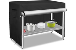 Bitubi 48 Inch Outdoor Prep Table Cover with Split Zipper, Waterproof Stainless Steel Prep & Work Table Cover for Patio Table - 48''L x 24''W x 35''H (Black)