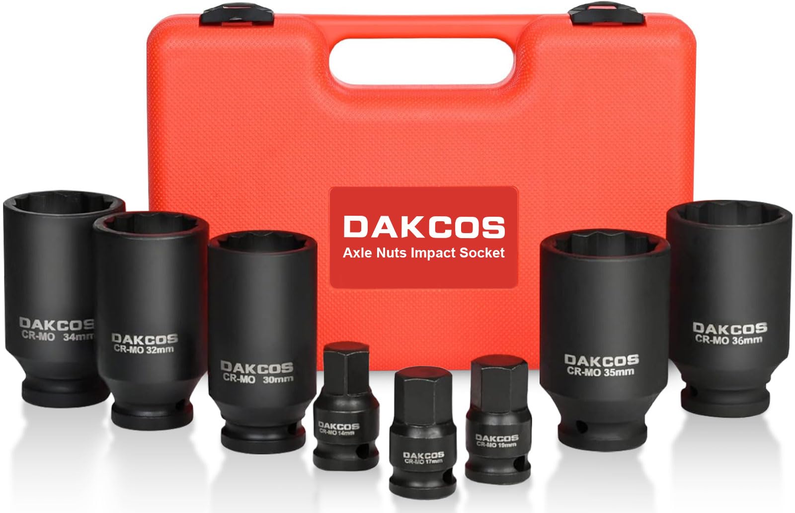 DAKCOS 1/2" Impact Socket Set 30-32-34-35-36 mm; Impact Hex Bit Socket Set 1/2'' Drive 14mm-17mm-19mm