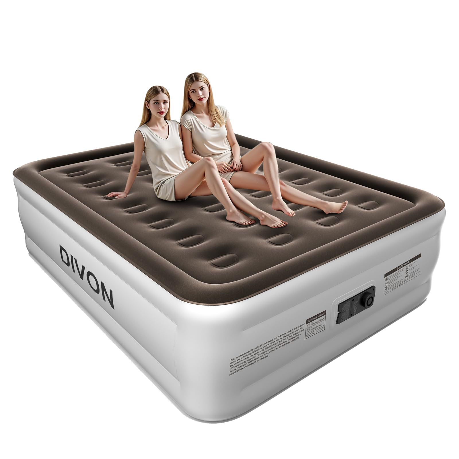 Photo 1 of DIVON Full Air Mattress with Built in Pump Raised, 2 Min Self Inflatable Mattress, 18’’ Blow up Mattress for Adults, 660 LBS Portable Air Bed for Guest, Camping, Travel & Floor, Brown
