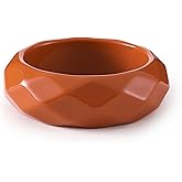 Viva Joya Faceted Resin Acrylic Bangle Bracelet for Women, Chunky Statement Wide Bold Plastic Geometric Transparent Jewelry, Brown Green Light Blue Orange