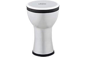 Nino Percussion NINO-EMDJ-SM Elements Mini Synthetic Djembe, Silver Metallic