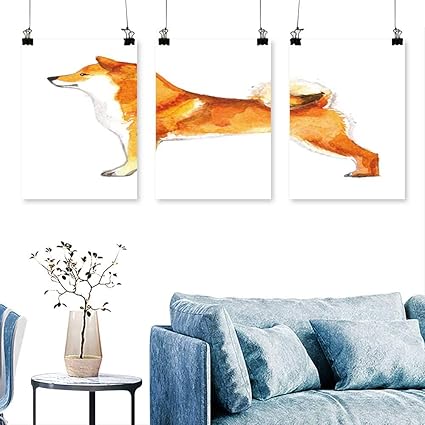 Amazoncom Scocici1588 3 Panel Canvas Wall Art Shiba Inu