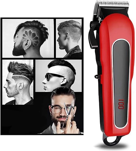 Amazon Co Jp マシンシェーバー有料切削バリカンプロフェッショナル男性electrictrimmerヘアカットシェービングカミソリバーバー 赤 ホーム キッチン