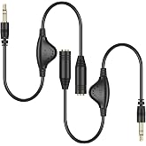 PChero 3.5mm Headphone Extension Cables, 2pcs 3.5mm Male to Female | 10inch, Male to Female Stereo Audio Extension Cord, with Volume Adjustment Control, for Smartphone Tablets MP3 Players