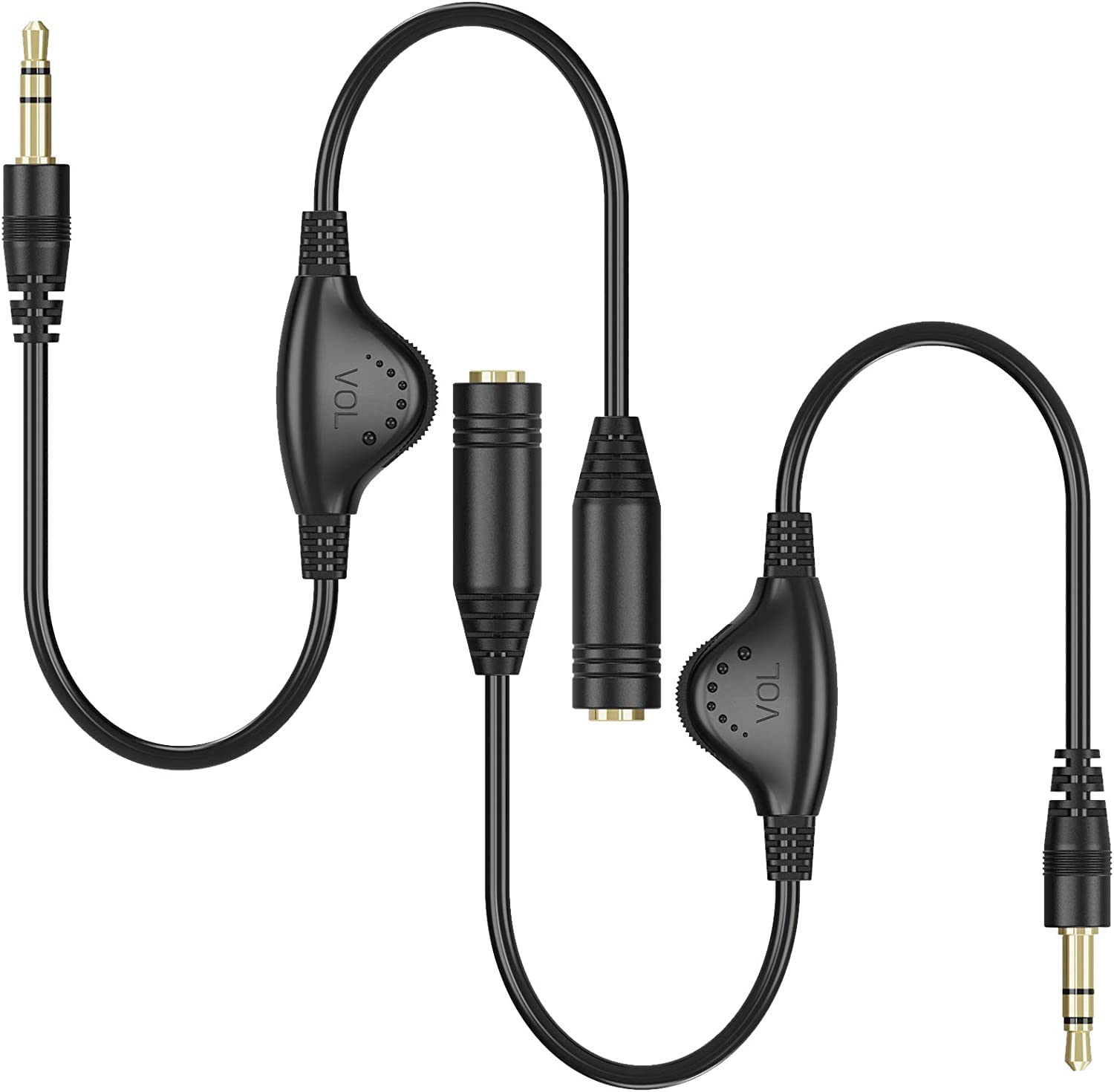 Photo 1 of PChero 3.5mm Headphone Extension Cables, 2pcs 3.5mm Male to Female Stereo Audio Extension Cord with Volume Adjustment Control for Smartphone Tablets MP3 Players - 10inch