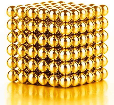 Weyba 0.12" Golden Magnetic Balls (Set of 216 Balls) Block Cubo for Magical Education Toy Metal