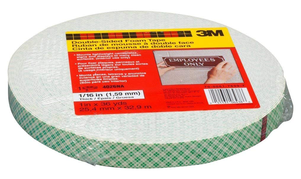 3M Double Coated Urethane Foam Tape 4026, Double sided sticky tape for bonding attaching and mounting, 19 mm x 33 m - Image 3