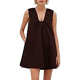 Ziesexy Babydoll Dress for Women Summer Mini Sundress V Neck Flowy Cotton Short Dresses with Pockets