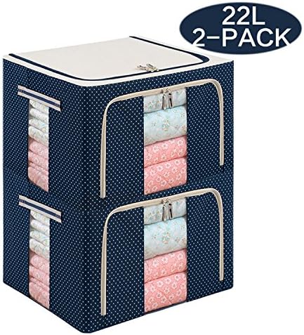 Clothes, Blanket Storage, Anti-mold,Household Home Organizers Tidy Up Your Closets, Shelves, Blankets, Waterproof cloth Create Extra Storage Space, Eco-friendly, Transparent Window(2-Pack,22L,Blue)