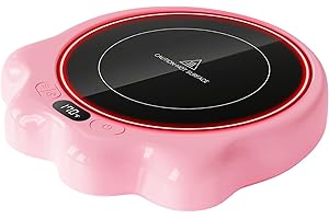 Gaiatop Mug Warmer, 50W Cute Cat Paw Cup Warmers, 3 Temp Settings, 2-10H Auto Shut Off, Coffee Accessories Keep Beverage Hot for Desk and Home, Heated Plate Stocking Stuffers for Tea Candle Pink