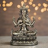 ICE ARMOR Hand Painted 8" H Guanyin with 4 Arms Figurine Statue Sculpture Ornament Decoration Home/Room Decor Ideas for Housewarming, Holidays and Birthdays Great Collectible Addition