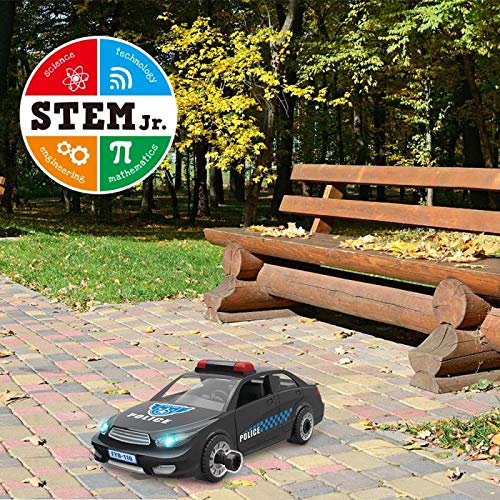 STEM Police Car Toy Limei Building Toy Car Vehicle Assemble by Power Drill with Realistic Lights and Sound Learning Educational Toy for Toddlers Kids by Noble Toys Factory(33Pcs)