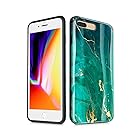 GVIEWIN Marble iPhone 8 Plus Case/iPhone 7 Plus Case, Ultra Slim Thin Glossy Soft TPU Rubber Gel Silicone Phone Case Cover Compatible iPhone 7 Plus/8 Plus (5.5 inch) (Green/Gold)