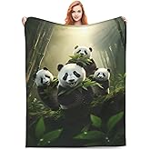 amepay Cute Pandas Bamboo Blanket Gifts for Adults Kids Girls Panda Bear Flannel Throw Blankets Soft Fuzzy Lightweight for Home Decor Couch Bed Sofa 60x50 Inches