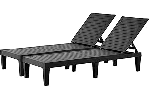 EUNHOO Chaise Lounge Outdoor,Adjustable Pool Lounge Chair with 5 Positions Backrest, Waterproof Sun Loungers for Garden Pool Beach Patio Deck Sunbathing.Black