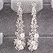 Grace Jun Luxury Bridal Rhinestone Clip on Earrings Non Piercing for Women Large Statement Earrings (Silver ear clip)