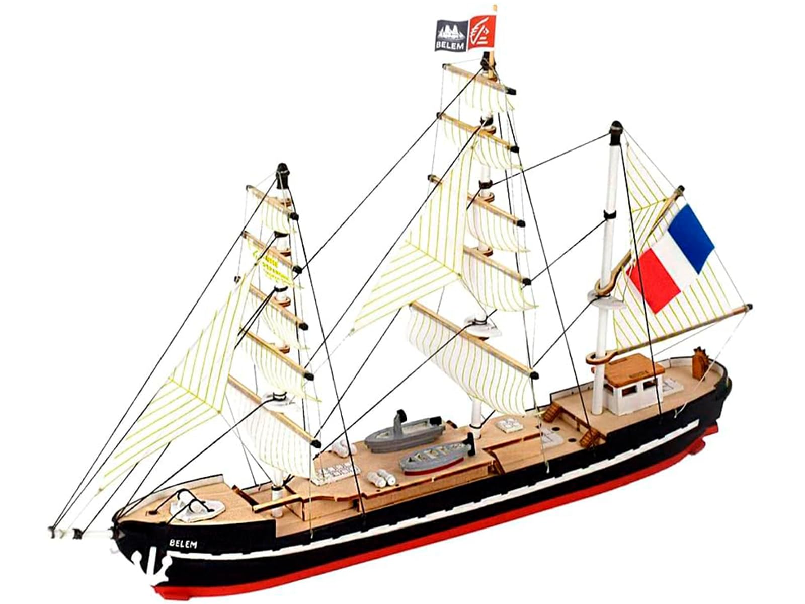 Artesanía Latina - Wooden Boat Model – Easy Kit French School Ship, Belem – Model 17001, 1:160 Scale – Models to Assemble – Beginner Level