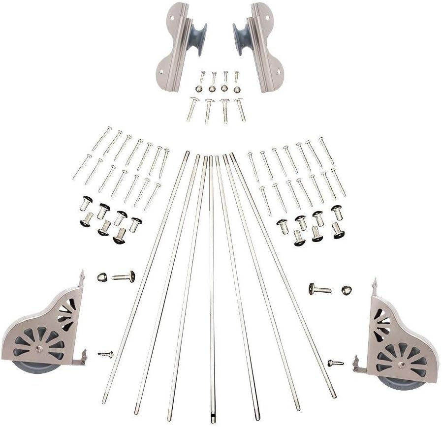 Quiet Glide Satin Nickel Rolling Hook Ladder Hardware Kit