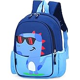 POWOFUN 11 Inch Kids Small Toddler Preschool Travel Backpack Cool Cute Cartoon Daypack （Dinosaur Blue）