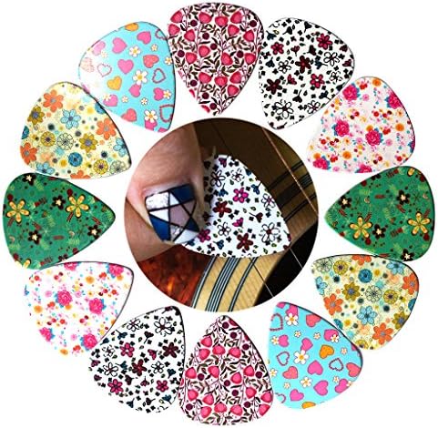 OLIVELAND Floral Celluloid Guitar Picks (12 pc) Gauge 0.73mm Medium Guitar Picks Accessories (floral1)