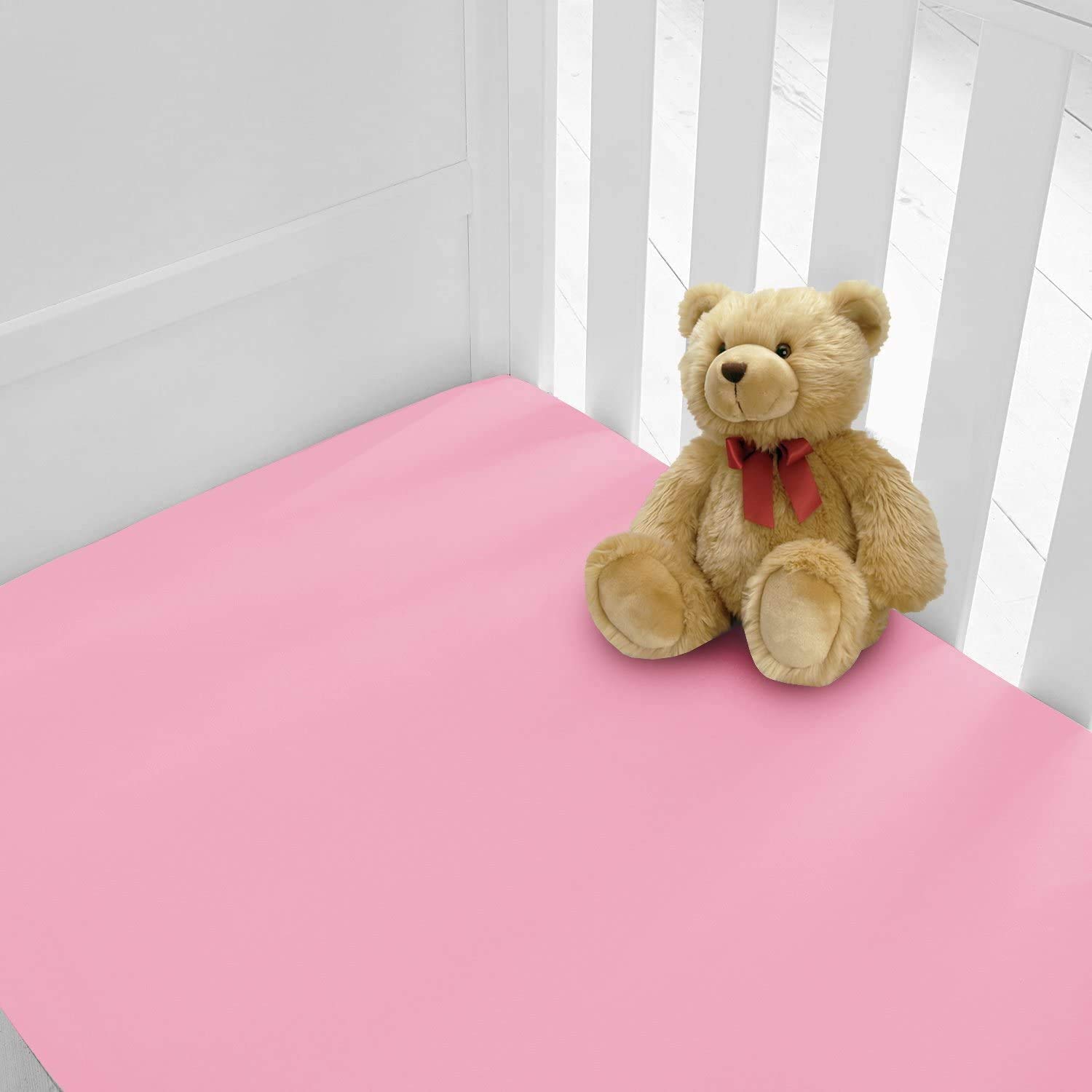 100% Egyptian Cotton Pack of 2(Two) Cot Bed Fitted cot sheets 140 x 70 fitted toddler cot bed Fitted sheet (Pink, Cot Bed Fitted Sheet)
