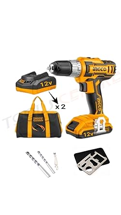 KROST Ingco Yellow 12V Impact Drill Driver With Special Canvas Bag & 11 In 1 Multitool