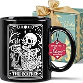 Koouyiedy The Coffee Funny Skeleton Tarot Mug Gifts for Women Men - Novelty Cute Skull Gift for Coffee Lover - Goth Spooky Witch Witchy Birthday Christmas Gifts for Dad Mom Husband Wife Best Friend