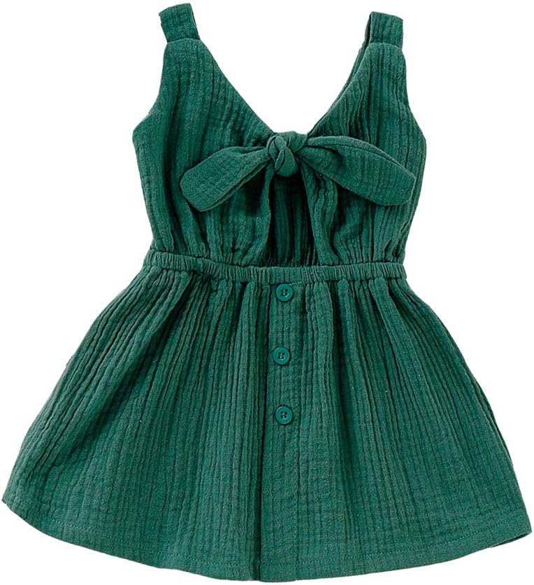 Toddler Baby Girl Sleeveless Dress Princess Summer Backless Bowknot Overall Sundress 6M-4Y