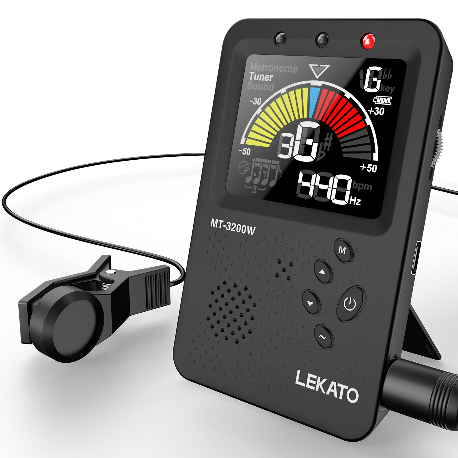 Metronome Tuner,LEKATO Rechargeable Large LCD Color Display 3 In 1 Digital Metro Tuner Tone Generator with Guitar, Bass, Violin, Ukulele and Chromatic Tuning Modes for All Instruments — image 1