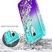 LG K20 Plus Case, LG K20 V/Harmony / K10 2017 / Grace LTE w/[Tempered Glass Screen Protector], NageBee Glitter Liquid Quicksand Waterfall Flowing Sparkle Bling Diamond Girls Cute Case -Aqua/Purple