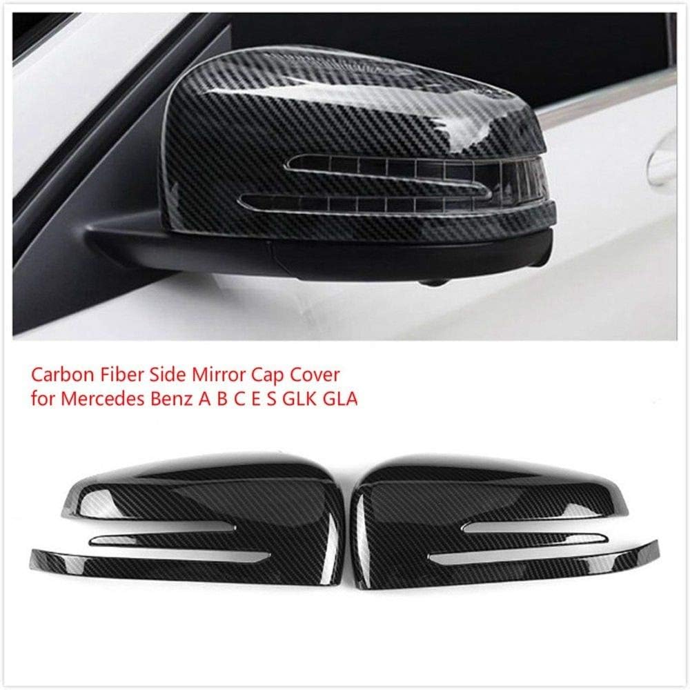 BAAQII 1 Pair Carbon Fiber Side Mirror Cover Cap for Mercedes W212 X204 W176 W246 W204 C117