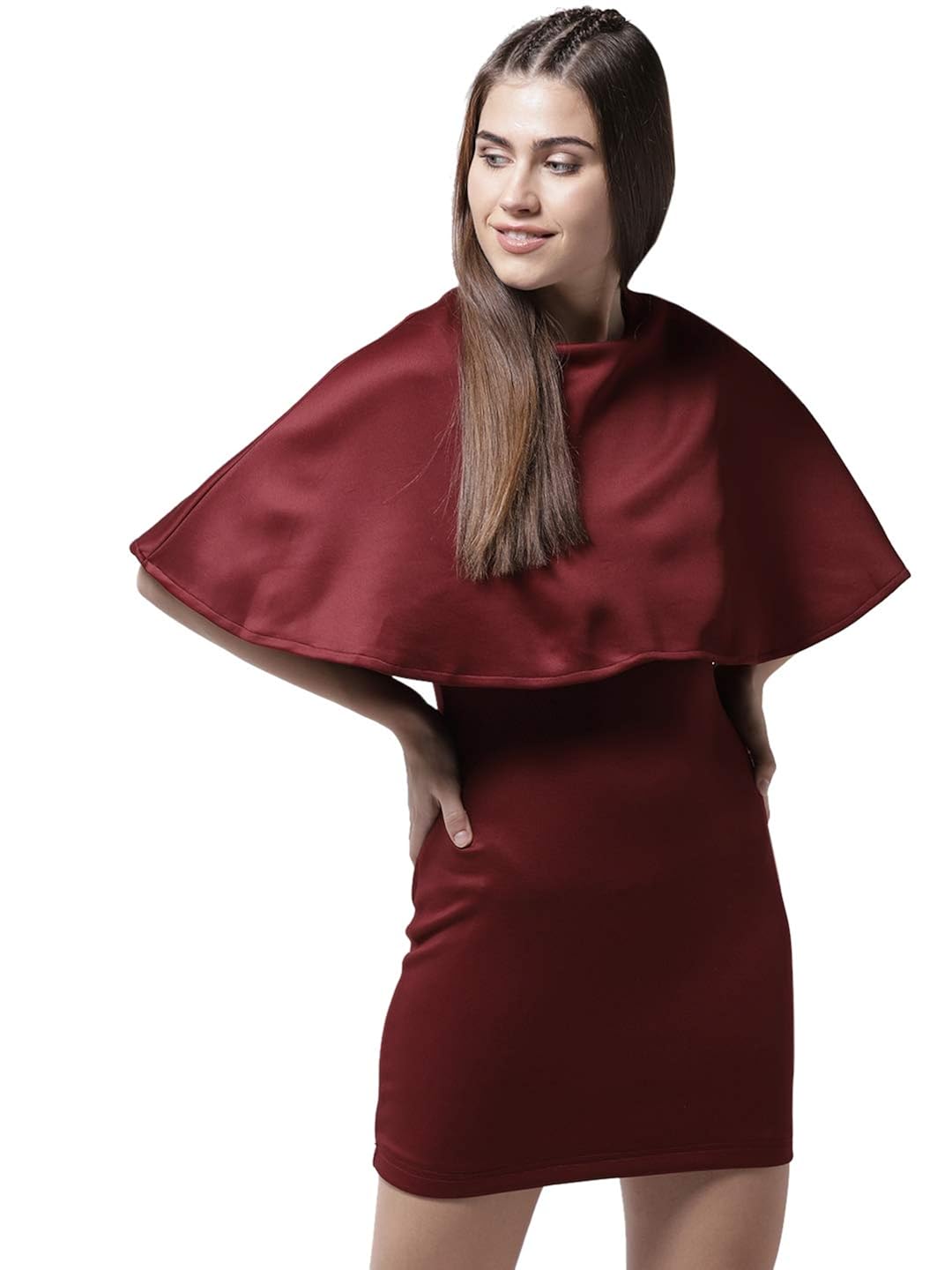 maroon bodycon dress