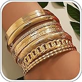 Long tiantian Gold Bangles Gold Bracelets for Women Indian Bangles Stackable Set Chunky Bracelet Stack Boho Jewelrys Set