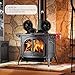 KINDEN Fireplace Fans 4-Blade - Heat Powered Stove Fan for Wood Log Burner Ultra Quiet Eco-Friendly with Magnetic Thermometer (Aluminium Black, Large Size)