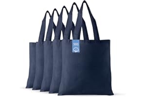 Simply Green Solutions Blank 100% Cotton Fabric Reusable Cloth Bags - Set of 5 - Tote Bags for School, Tote Bags for Grocery 