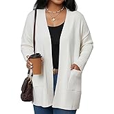 weijalle Womens Cardigan Sweaters Plus Size Open Front Long Sleeve Cardigan with Pockets for Women Lightweight Trendy 1X-5X