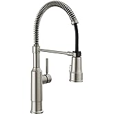 Delta Theodora Pro Style Commercial Kitchen Faucet with Pull Down Sprayer, Brushed Nickel Single Hole Kitchen Sink Faucet, Single Handle, Spotshield Stainless 18804Z-SP-DST
