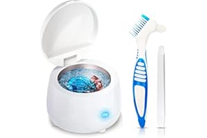 HIWILL Ultrasonic Cleaner Retainer Cleaning Machine - 43kHz Portable Ultra Sonic Dental Cleaner - Professional Cleaning Mouth Guard, Aligner, Denture, Toothbrush Head, Jewelry for Home or Travel (Standard)
