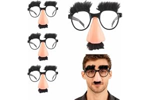 Clown Costume Glasses for Party – 4 Pack Big Nose Funny Glasses with Eyebrows and Mustache, Plastic Joke Props, 13x11cm, for 