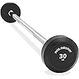 Philosophy Gym Rubber Fixed Barbell, Pre-Loaded Weight Straight Bar for Strength Training & Weightlifting