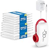 Vacuum Storage Bags for Travel, 10 Pack Vacuum Seal Bags for Clothing Travel, Compression Packing Kit with High Pressure Electric Pump, Space Bags for Clothes Luggage Traveling