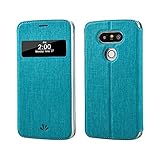 LG G5 case ,Feitenn Premium Leather PU Wallet View Window Flip Smart Case Stand Kicstand Card Holder Magnetic Closure TPU bumper full cover case for LG G5 (Blue)