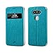 LG G5 case ,Feitenn Premium Leather PU Wallet View Window Flip Smart Case Stand Kicstand Card Holder Magnetic Closure TPU bumper full cover case for LG G5 (Blue)