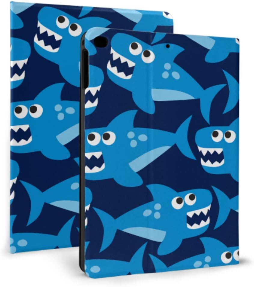 Protective Ipad Case for Kids Shark Sawtooth Ocean Fish Tail Colorful Ipad Cover for Ipad Mini 4/Mini 5/2018 6th/2017 5th/air/air 2 with Auto Wake/Sleep Magnetic Mens Ipad Case