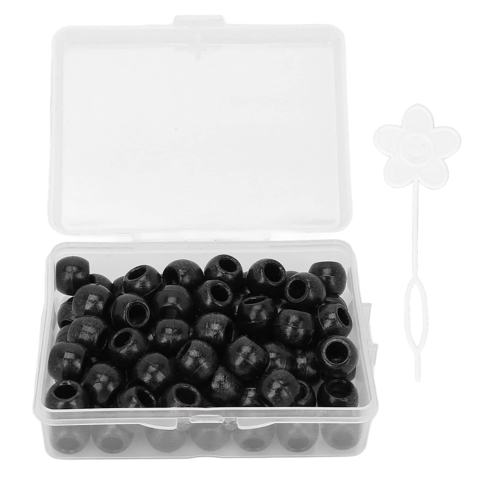 70pcs Beads for Hair Braids, DIY Hair Dreadlocks Beard Beads Jewelry Accessories for Women, Men(Black)