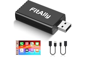 FitAlly Wireless CarPlay Adapter,Plug & Play Carplay Wireless Adapter, USB-C & USB-A Cables,Dongle Converts Wired Carplay to Wireless for Factory Wired Cars from 2016+ & iPhone iOS 10+